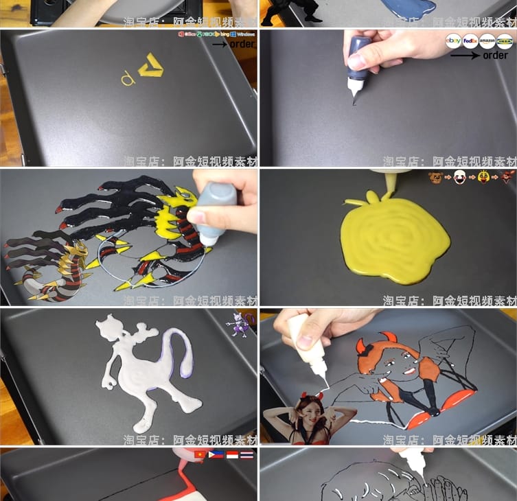 平底锅彩色手工煎饼画画自媒体国外高清解压视频小说推文素材引流