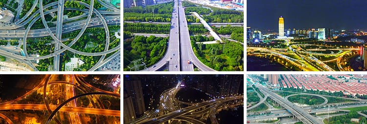 4K航拍延时立交桥高架桥城市建筑夜景车流交通道路剪辑短视频素材