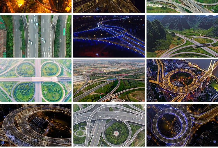 4K航拍延时立交桥高架桥城市建筑夜景车流交通道路剪辑短视频素材