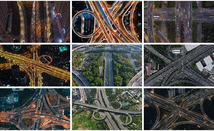 4K航拍延时立交桥高架桥城市建筑夜景车流交通道路剪辑短视频素材