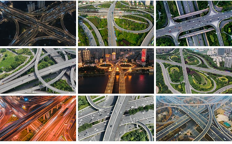 4K航拍延时立交桥高架桥城市建筑夜景车流交通道路剪辑短视频素材