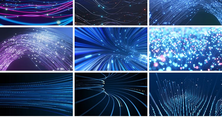 光纤线条粒子上升流光光线特效运动线性蓝色科技LED背景视频素材