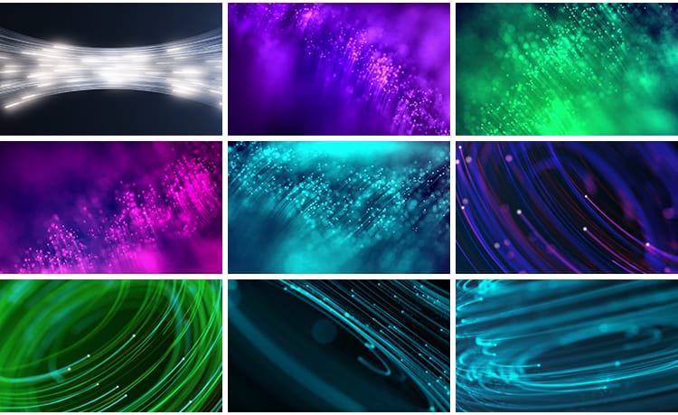 光纤线条粒子上升流光光线特效运动线性蓝色科技LED背景视频素材