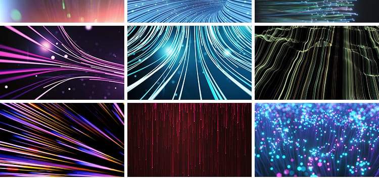 光纤线条粒子上升流光光线特效运动线性蓝色科技LED背景视频素材