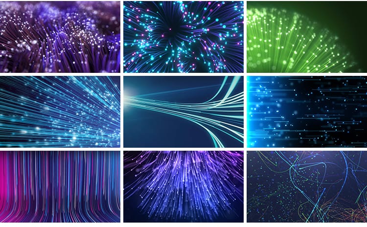 光纤线条粒子上升流光光线特效运动线性蓝色科技LED背景视频素材