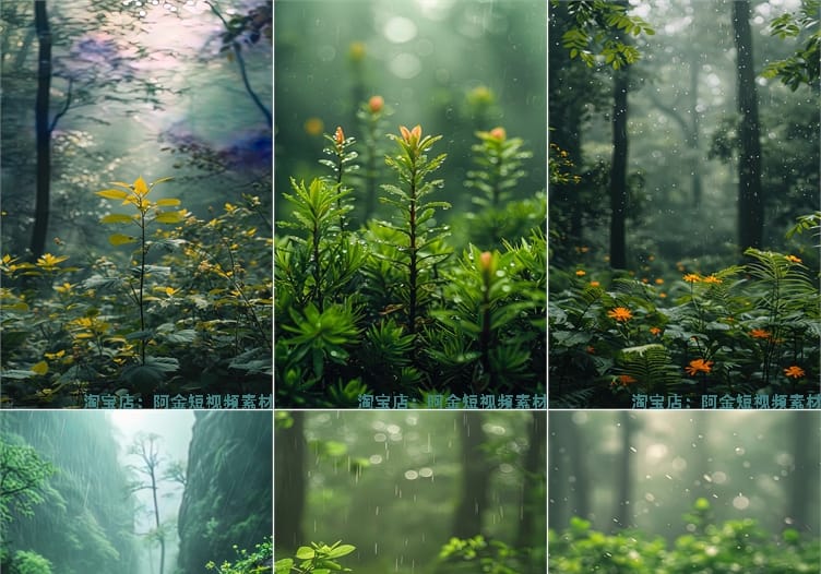 森林绿植治愈系树木草木绿幕直播间背景图素材虚拟动态场景视频