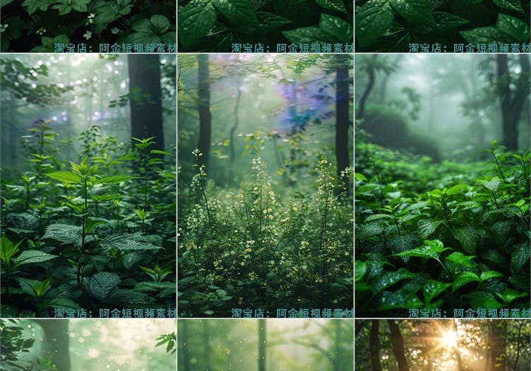 森林绿植治愈系树木草木绿幕直播间背景图素材虚拟动态场景视频