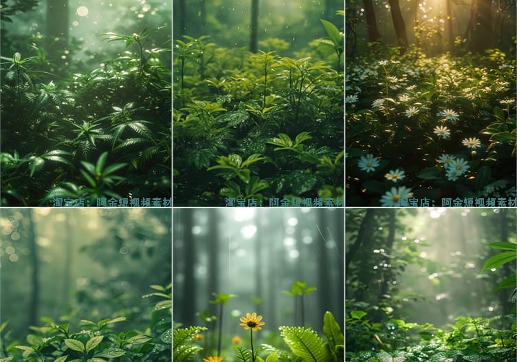 森林绿植治愈系树木草木绿幕直播间背景图素材虚拟动态场景视频