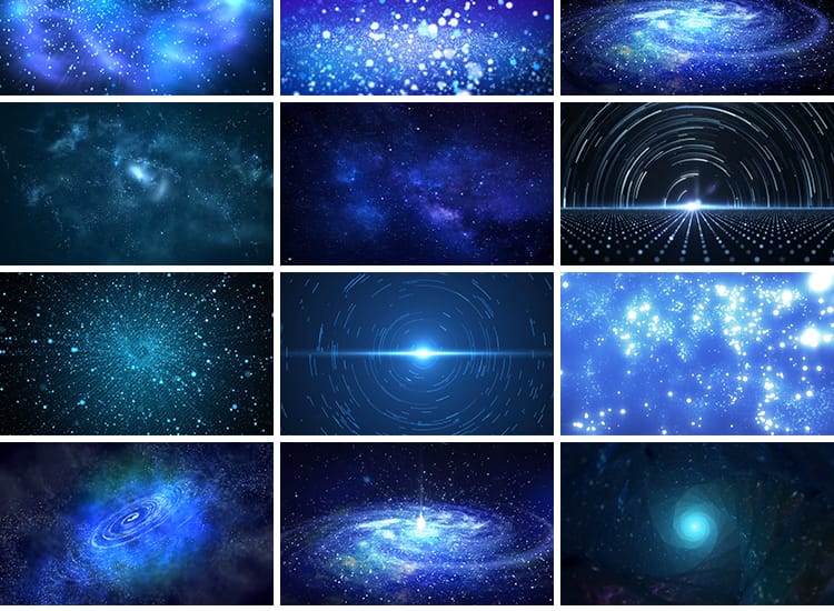 唯美星空蓝色梦幻粒子婚礼晚会走秀演出舞台LED直播背景视频素材