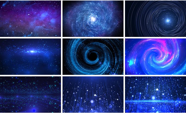 唯美星空蓝色梦幻粒子婚礼晚会走秀演出舞台LED直播背景视频素材