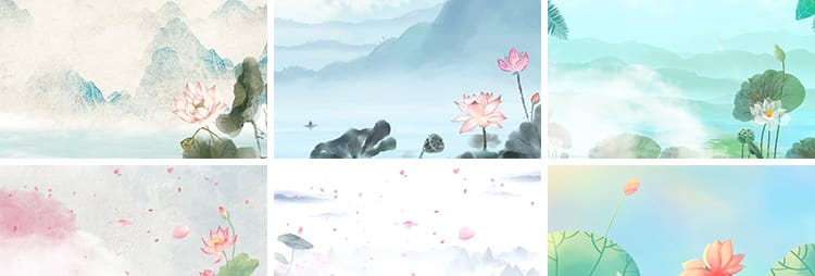 古风水墨荷花莲花夏日荷塘中国风古韵荷花LED大屏幕背景视频素材