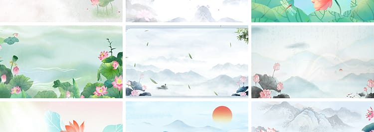 古风水墨荷花莲花夏日荷塘中国风古韵荷花LED大屏幕背景视频素材