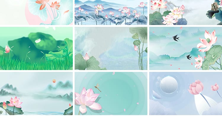 古风水墨荷花莲花夏日荷塘中国风古韵荷花LED大屏幕背景视频素材