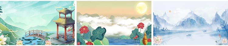 古风水墨荷花莲花夏日荷塘中国风古韵荷花LED大屏幕背景视频素材