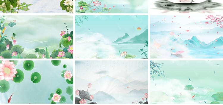 古风水墨荷花莲花夏日荷塘中国风古韵荷花LED大屏幕背景视频素材