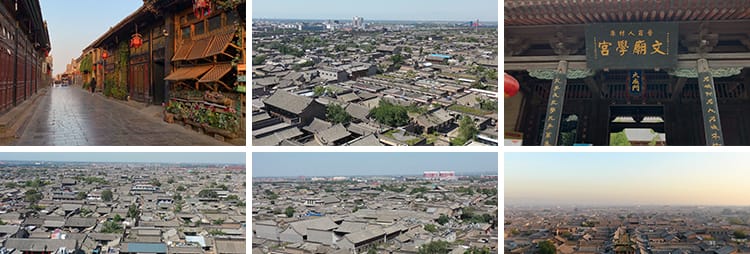 山西旅游景点古城建筑古迹城楼平遥古城景区人流实拍航拍视频素材