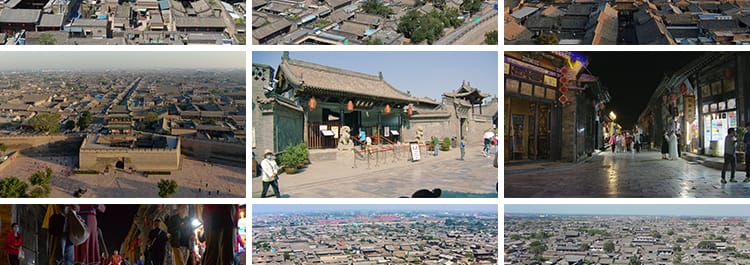 山西旅游景点古城建筑古迹城楼平遥古城景区人流实拍航拍视频素材