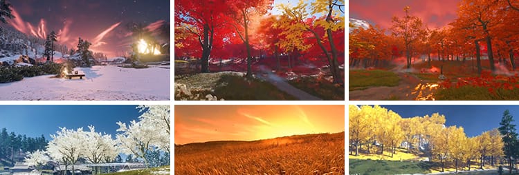 治愈系风景色唯美花海夕阳意境树林自媒体快手抖音动态短视频素材