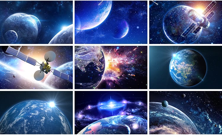 星空星球地球宇宙太空银河粒子科幻梦幻科技蓝色舞台led视频素材