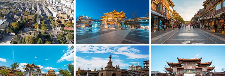 云南昆明官渡古镇金刚塔夜景人流旅游景点风景航拍高清短视频素材