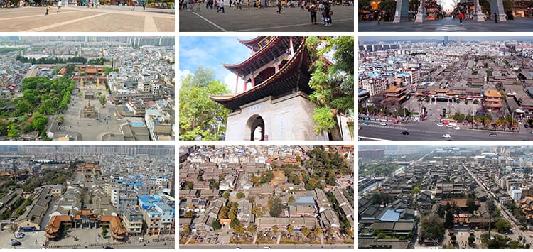 云南昆明官渡古镇金刚塔夜景人流旅游景点风景航拍高清短视频素材