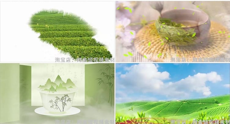 茶山茶园采茶茶叶古风舞台抖音绿幕动态直播间led背景短视频素材
