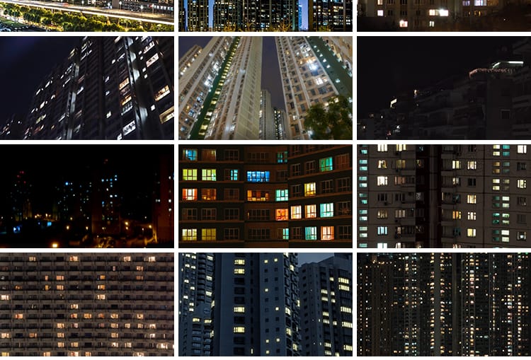 城市夜晚灯火通明千家万户楼房亮灯起晚上小区楼房夜景短视频素材