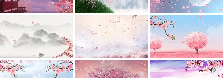 唯美桃花飞舞飘落花瓣中国风古典古风大屏幕舞台LED背景视频素材