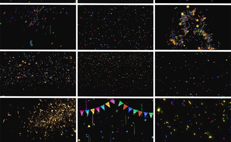 礼花彩带彩条彩纸节日庆祝婚礼彩色纸屑洒落透明通道动态视频素材