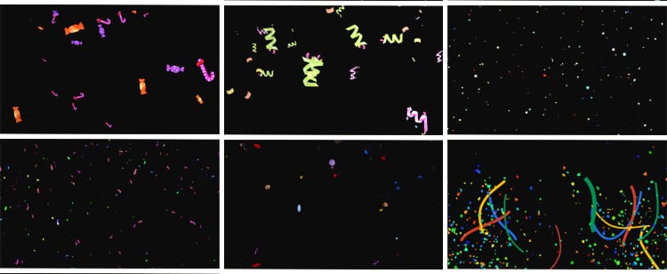 礼花彩带彩条彩纸节日庆祝婚礼彩色纸屑洒落透明通道动态视频素材