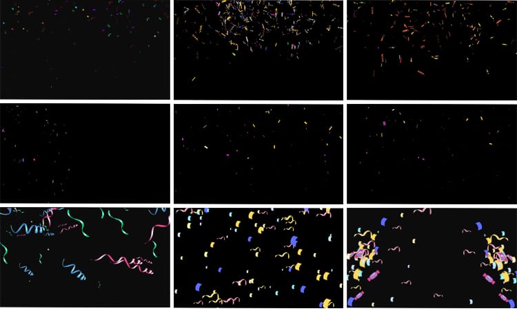 礼花彩带彩条彩纸节日庆祝婚礼彩色纸屑洒落透明通道动态视频素材