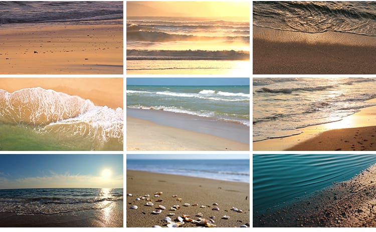 海边沙滩唯美大海浪花海面冲浪黄昏海水岸边风景高清实拍视频素材