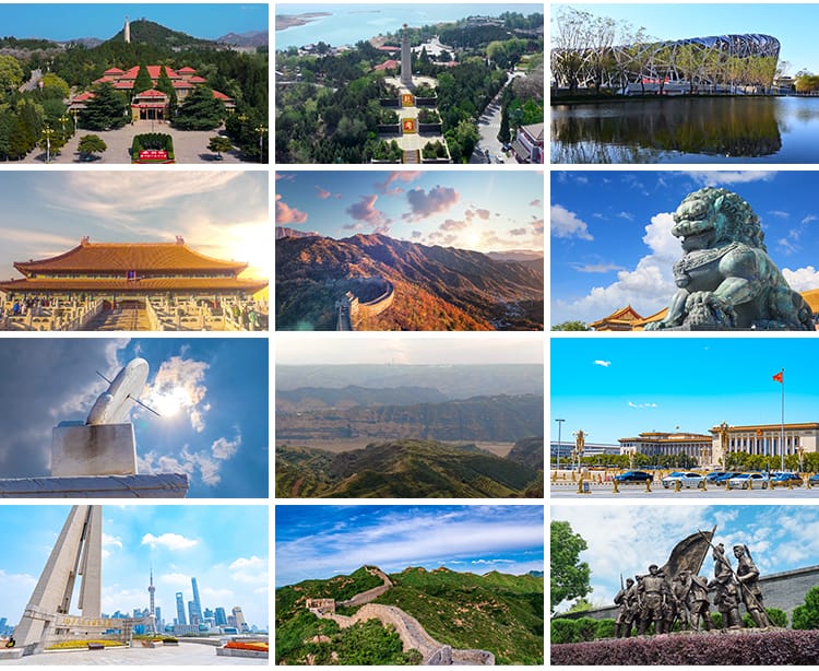 歌唱祖国大好山河黄河山建党国庆北京故宫五星红旗天安门视频素材