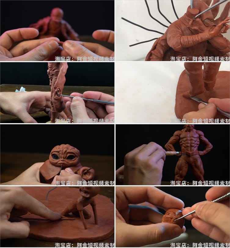 泥人制作手艺创意手工diy高清横屏国外解压视频小说推文素材引流