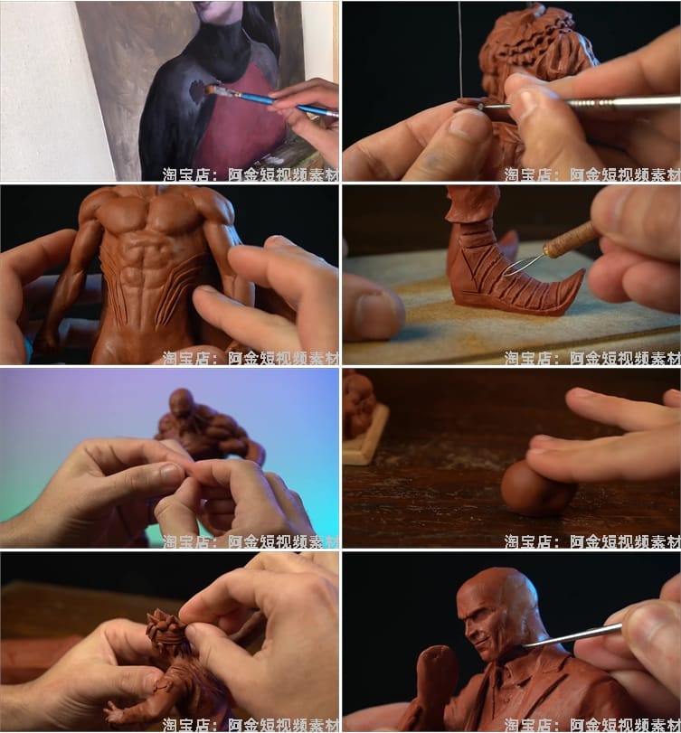 泥人制作手艺创意手工diy高清横屏国外解压视频小说推文素材引流