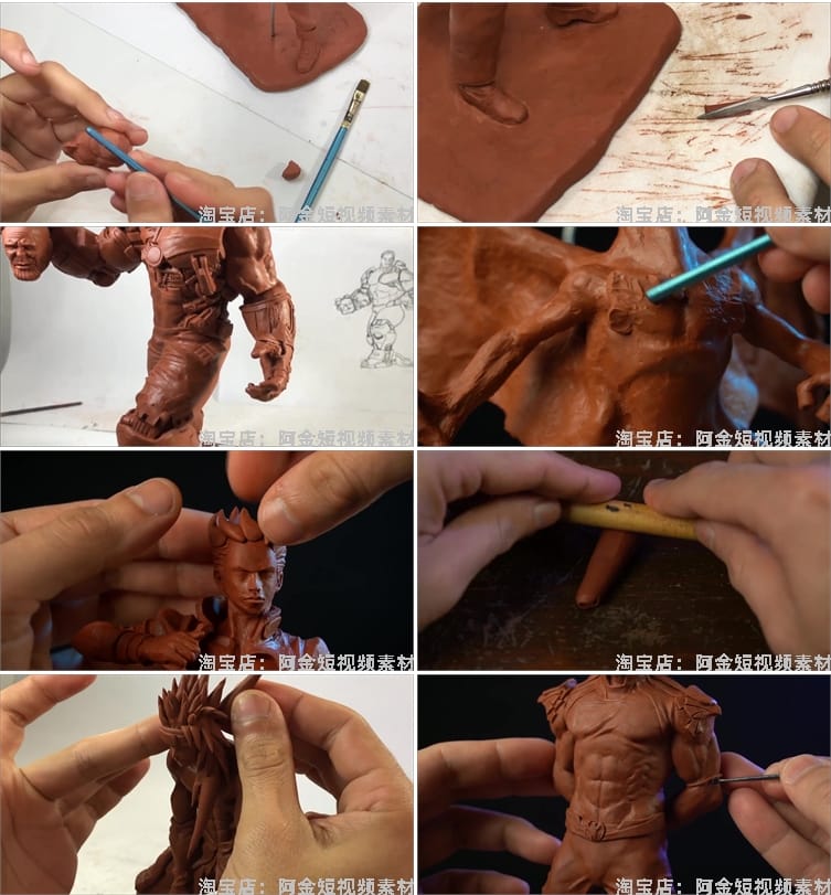 泥人制作手艺创意手工diy高清横屏国外解压视频小说推文素材引流