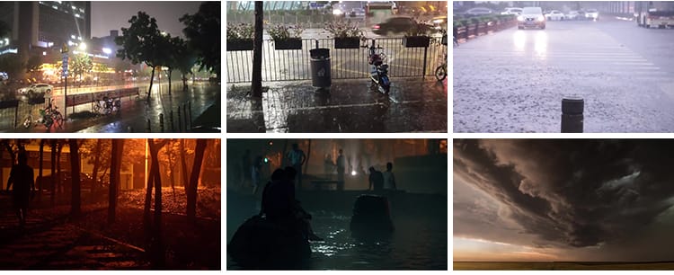 暴雨洪水乌云密布城市内涝道路狂风积水恶劣天气自然灾害视频素材