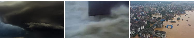 暴雨洪水乌云密布城市内涝道路狂风积水恶劣天气自然灾害视频素材