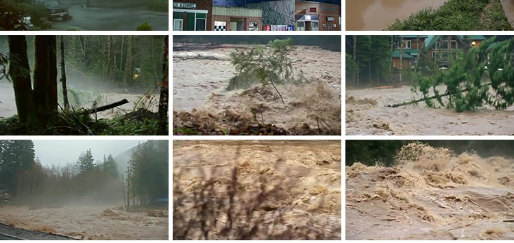 暴雨洪水乌云密布城市内涝道路狂风积水恶劣天气自然灾害视频素材