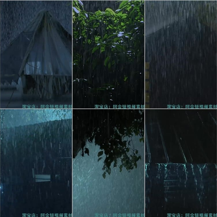 竖屏下雨天打雷听雨声暴雨治愈直播高清解压短视频小说推文素材