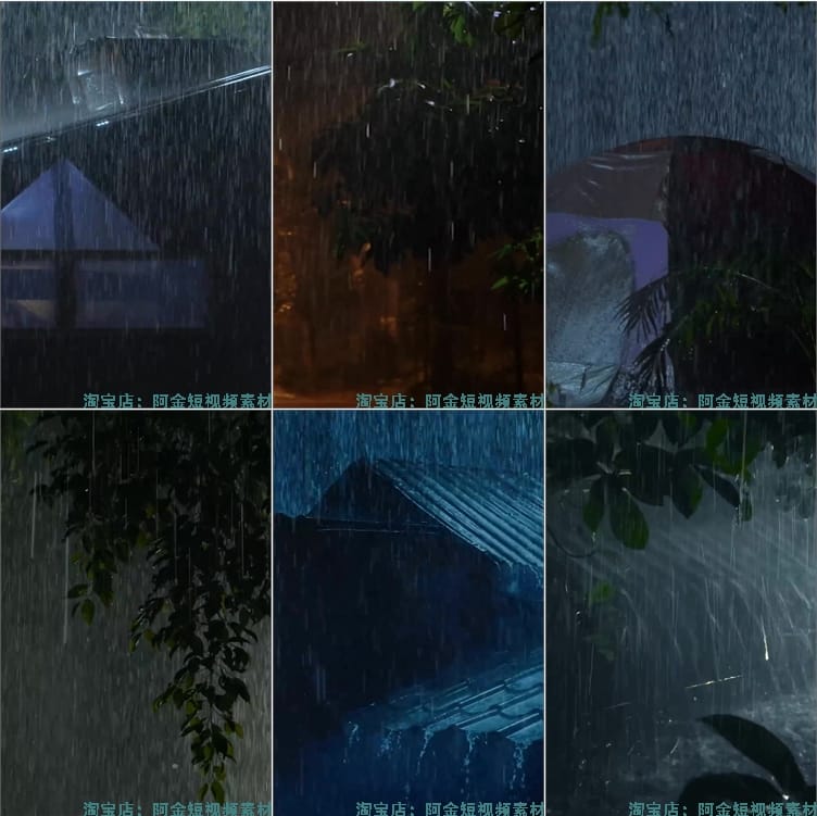 竖屏下雨天打雷听雨声暴雨治愈直播高清解压短视频小说推文素材