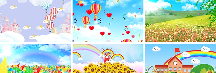 4K儿童节目表演出可爱卡通幼儿园舞台大屏幕背景led动态视频素材