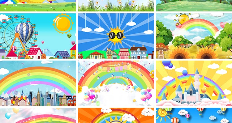 4K儿童节目表演出可爱卡通幼儿园舞台大屏幕背景led动态视频素材