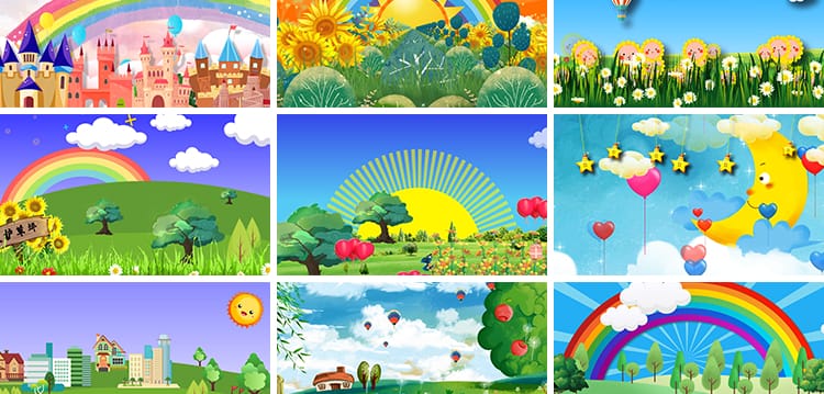 4K儿童节目表演出可爱卡通幼儿园舞台大屏幕背景led动态视频素材