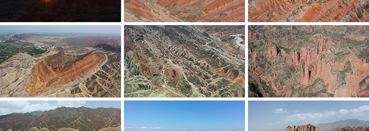 甘肃张掖七彩丹霞地质公园西北冰沟风光地貌旅游航拍实拍视频素材