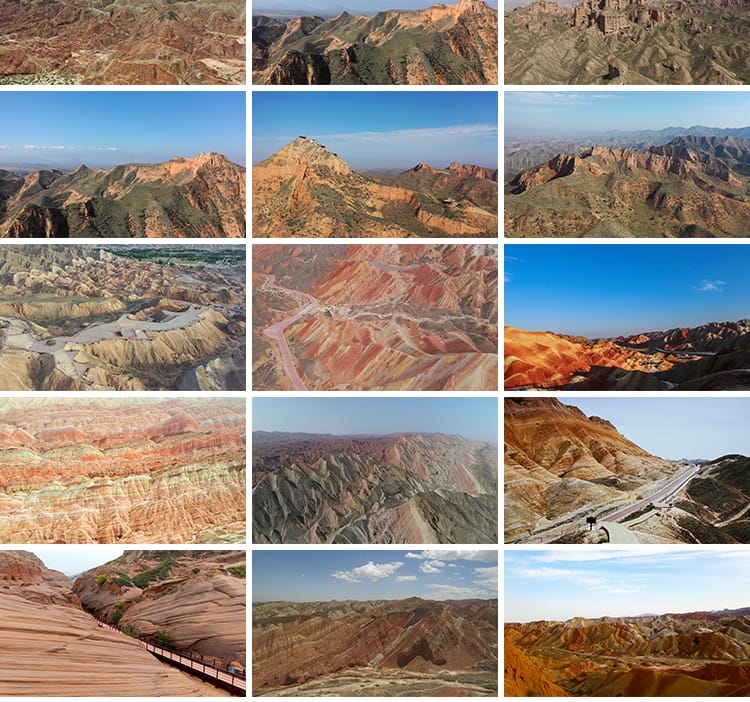 甘肃张掖七彩丹霞地质公园西北冰沟风光地貌旅游航拍实拍视频素材