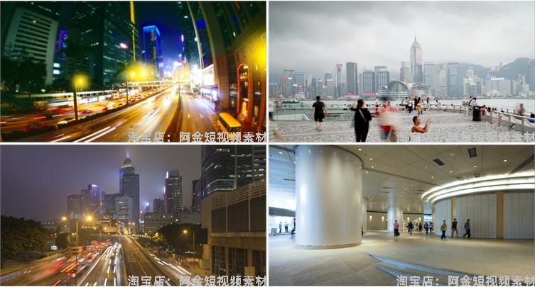 香港城市景点风光夜景航拍风景素材高清旅游自然治愈系短视频背景