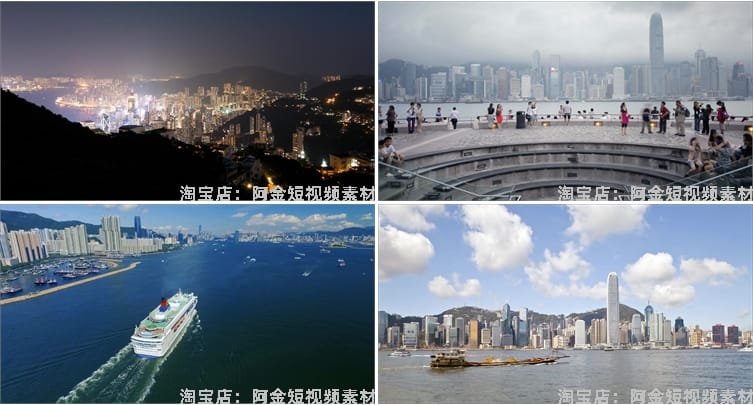 香港城市景点风光夜景航拍风景素材高清旅游自然治愈系短视频背景