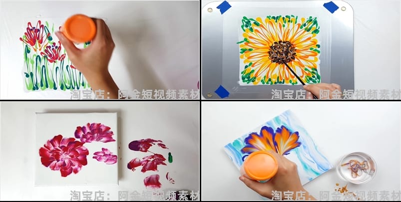 国外手工艺拉线漆画工艺解压高清横屏小说推文素材短视频剪辑引流