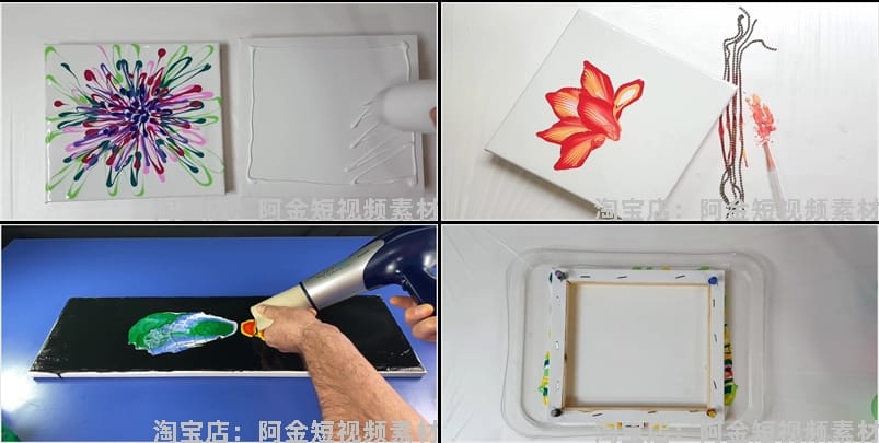 国外手工艺拉线漆画工艺解压高清横屏小说推文素材短视频剪辑引流